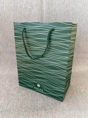 Authentic Rolex | Shopping Bag Green White Wave Pattern Gift Storage Like New